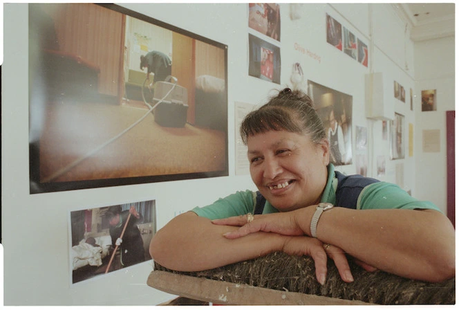 Hinetimoa Kahu at a photographic exhibition on cleaners - Photograph taken by John Nicholson