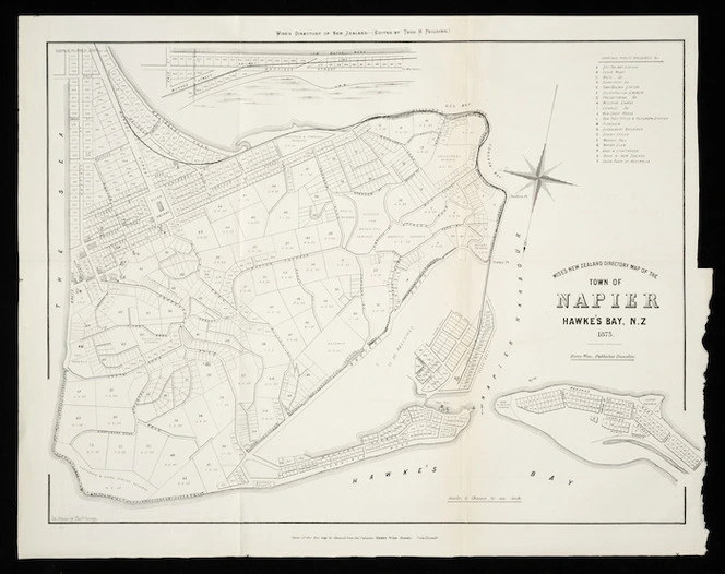 Wise's New Zealand directory map of the town of Napier, Hawke's Bay, N.Z. / on stone by Thos. George.