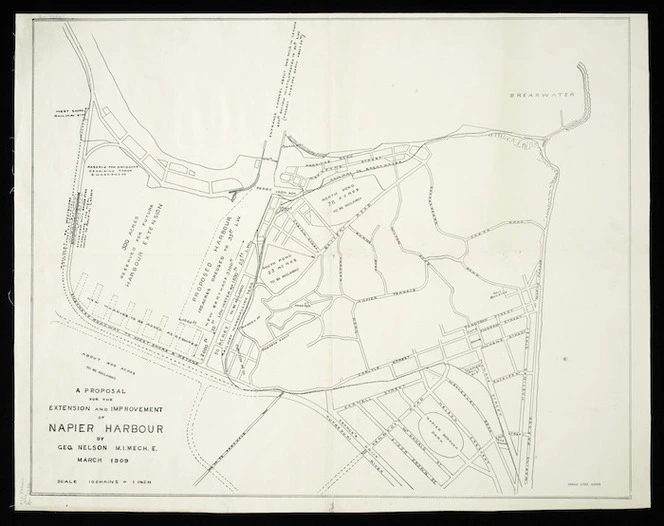 A proposal for the extension and improvement of Napier Harbour / by Geo. Nelson.