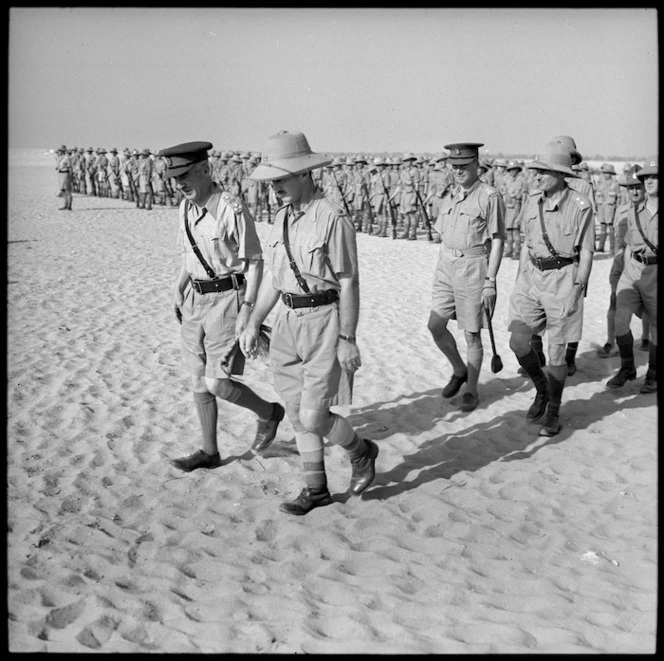 Brigadier Edward Puttick inspecting 4 Infantry Brigade for last time, Helwan