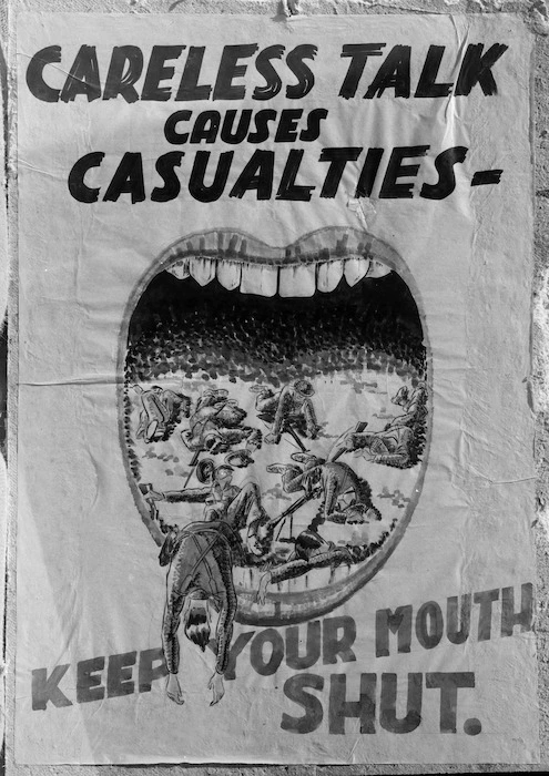 One of the security posters drawn by Nevile Lodge in World War II