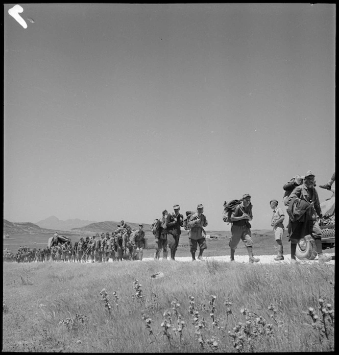 Line of prisoners after the Axis collapse in Tunisia - Photograph taken by M D Elias