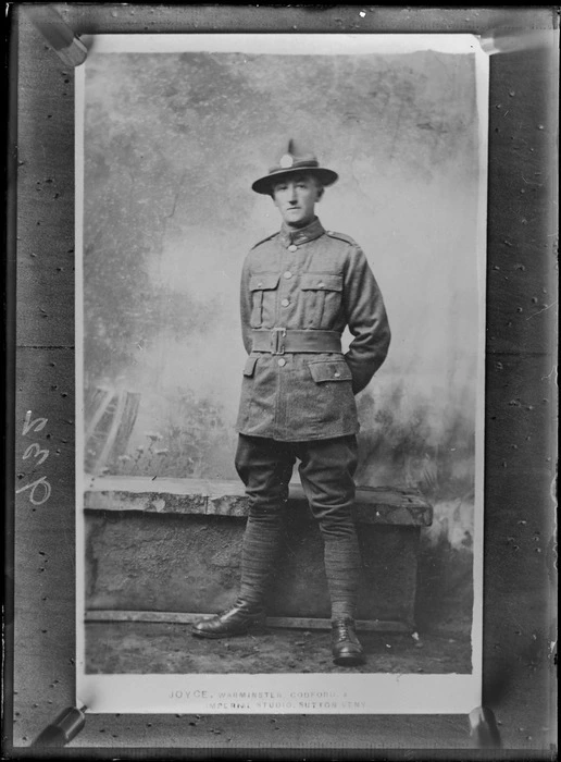 Portrait of an unidentified soldier in uniform - Photograph taken by Joyce, Warminster, Codford & Imperial Studio, Sutton Veny