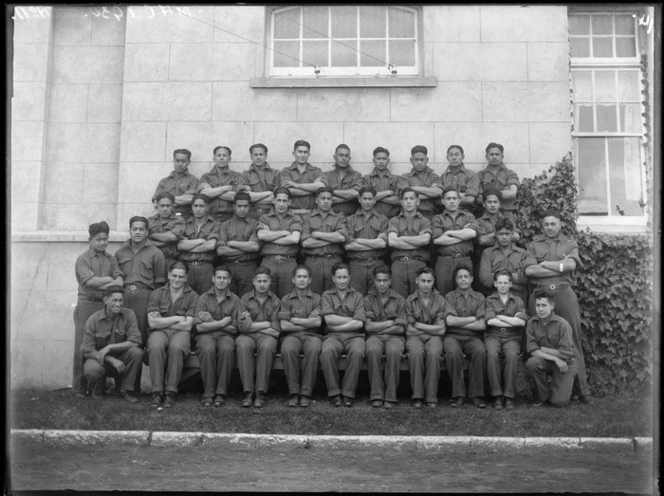 Group portrait of students from the Maori Agricultural College, Hastings, Hawke's Bay