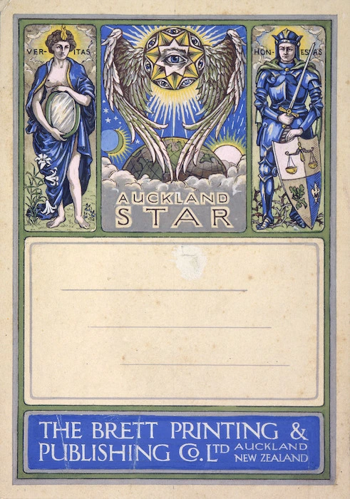 [Moran, Joseph Bruno], 1874?-1952 :Auckland star; veritas, honestas. [1930s?].