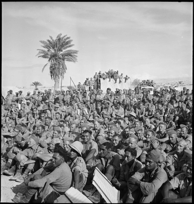 Audience watching Kiwi Concert Party, El Alamein, Egypt - Photograph taken by H Paton