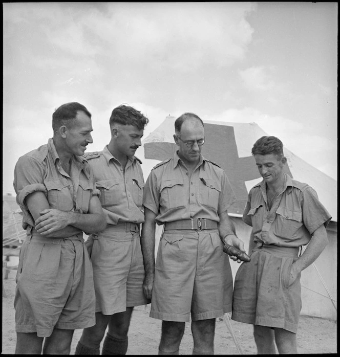 Major McKenzie and medical staff who successfully operated at NZ field hospital near Alamein, Egypt - Photograph M D Elias