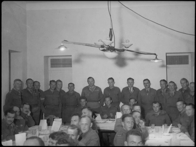 First Echelon members of Division HQ hold reunion dinner in Tripoli, World War II - Photograph taken by H Paton
