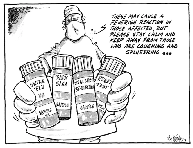 "These may cause a feverish reaction in those affected, but please stay calm and keep away from those who are coughing and spluttering..." 14 June 2009