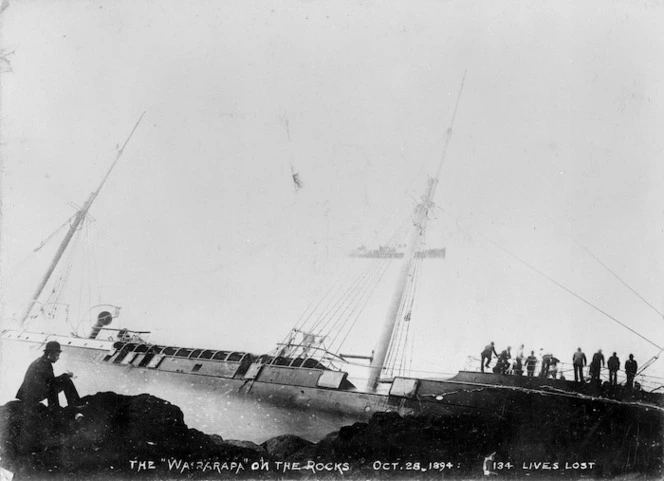 The `Wairarapa on the rocks', Shipwreck at Great Barrier Island