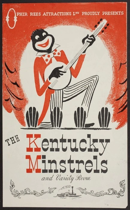 Ophir Rees Attractions Ltd proudly presents The Kentucky Minstrels and Variety Revue. Special matinee attraction "Cinderella". Grand Gala opening, Grand Opera House, Boxing Day, December 26th [1952]. Promotional pamphlet.