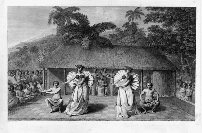 Webber, John, 1751-1793 :A dance in Otaheite. J. Webber del. J. K. Sherwin sculp. [London, 1784]