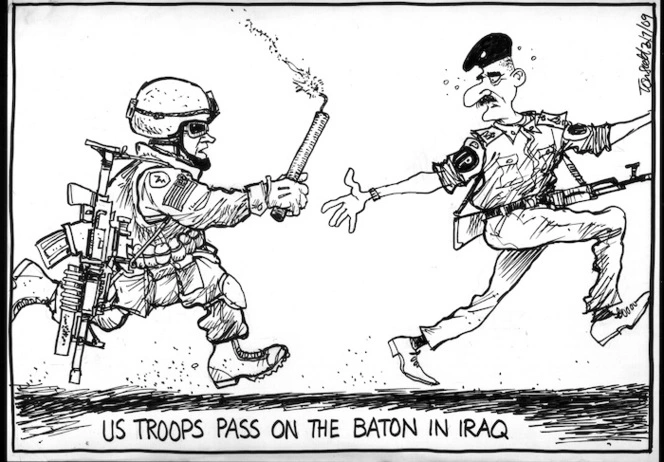 US Troops pass on the baton in Iraq. 2 July 2009