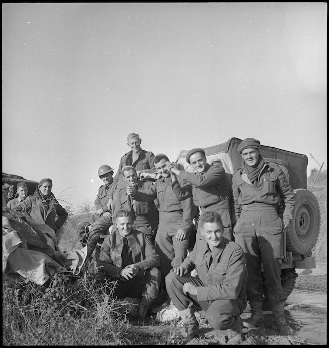 New Zealanders waiting for the signal to attack in the Sangro River front area, Italy, World War II - Photograph taken by George Kaye