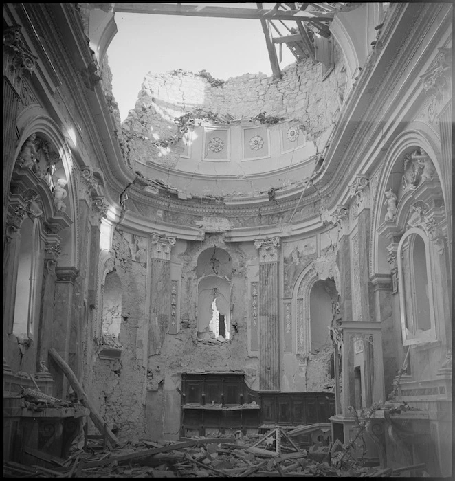 Ruins of a church at Atessa, Italy, after the German retreat, World War II - Photograph taken by George Kaye