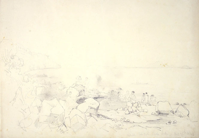 [Angas, George French] 1822-1886 :Natural hot bath Taupo Lake - Oct 25th 1844