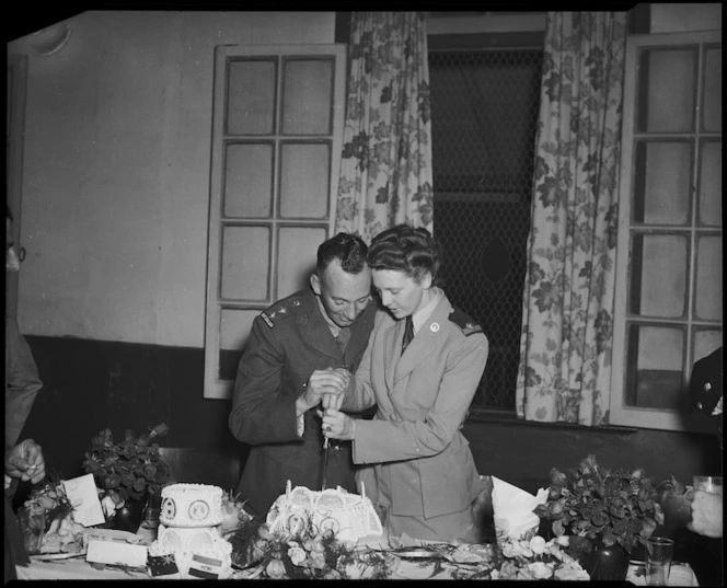 Wedding reception for Lieutenant Clifford J Edwards and his wife, formerly Miss Marie Margaretha Nilson, in Egypt - Photograph taken by George Bull