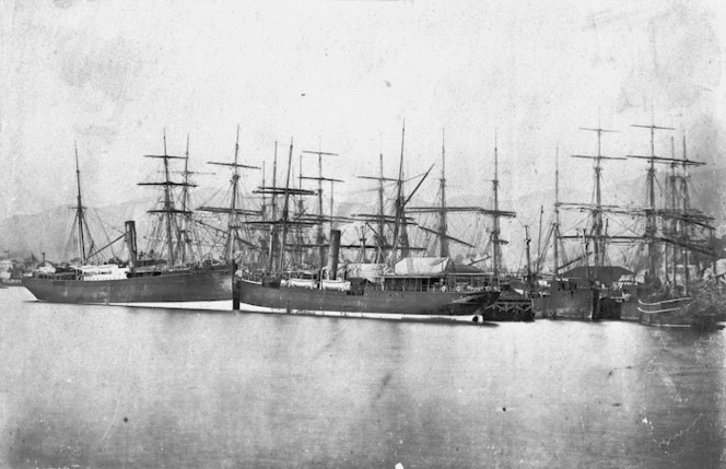Ships at Queens Wharf, Wellington