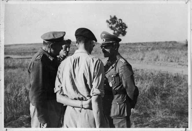 General von Liebenstein with General Freyberg and Brigadier Graham after surrender of Axis forces in Tunisia - Photograph taken by Captain J White