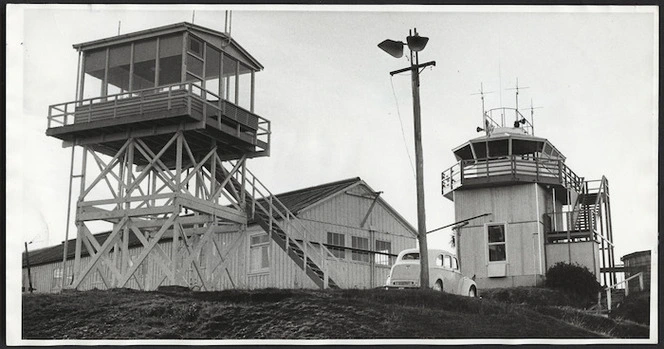 Buildings at Paraparaumu Airport, including temporary control tower