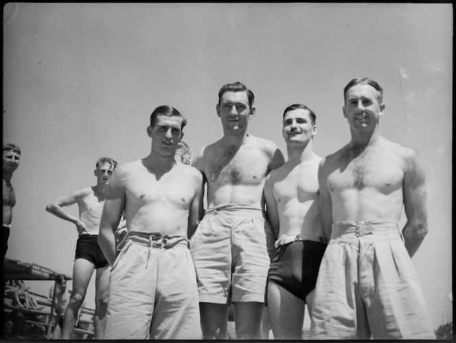 Champions of 5 NZ Field Regiment's swimming sports at Maadi Baths, Egypt - Photograph taken by George Kaye