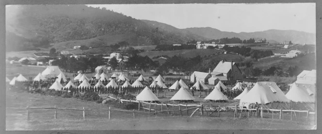 Cathie, Jean Margaret, 1909-1999 : Photograph of a military camp, Karori, Wellington