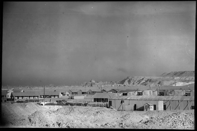 Maadi Camp looking towards the Citadel, Cairo, with Shaft's Cinema in the foreground, Egypt, World War II - Photograph taken by George Bull