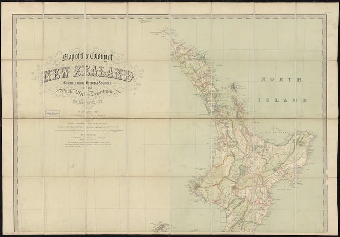 Map of the colony of New Zealand / compiled from official sources in the Public Works Department, Wellington, N.Z. 1876, by Augustus Koch ; revised, engraved and printed under the supervision of E.G. Ravenstein.