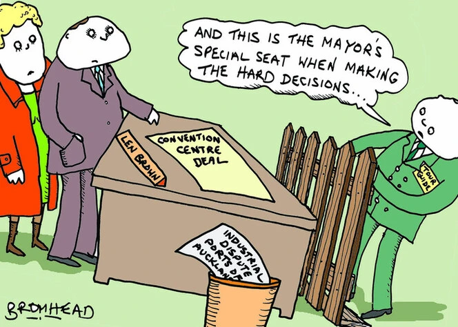 Bromhead, Peter, 1933-:"And this is the mayor's special seat when making the hard decisions..." 29 April 2012