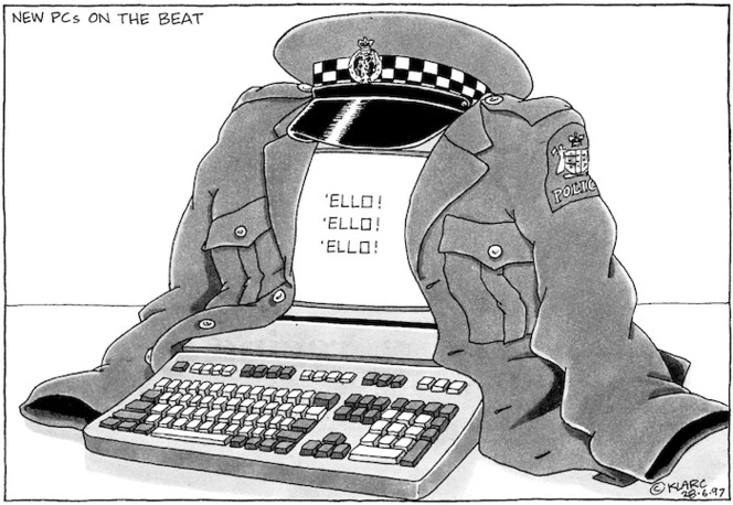 Clark, Laurence (Klarc) 1949- :New PCs on the beat. New Zealand Herald. 28 June, 1997.