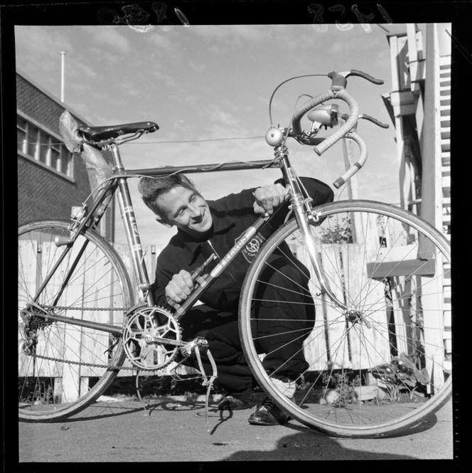 Mr G Collins, a cyclist, with bicycle