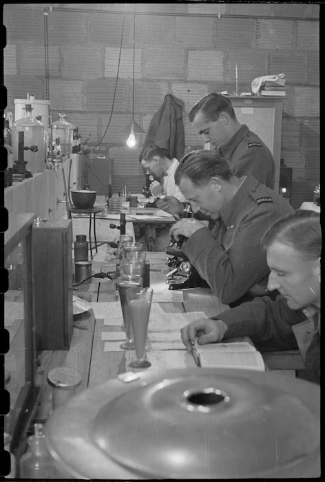 At work in the Pathological Laboratory of 2 NZ General Hospital, Caserta, Italy, World War II - Photograph taken by George Bull