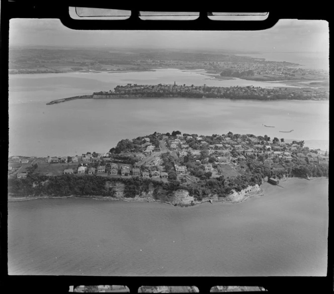 Stanley Bay, Auckland, inlcudes shoreline, housing and boat shed