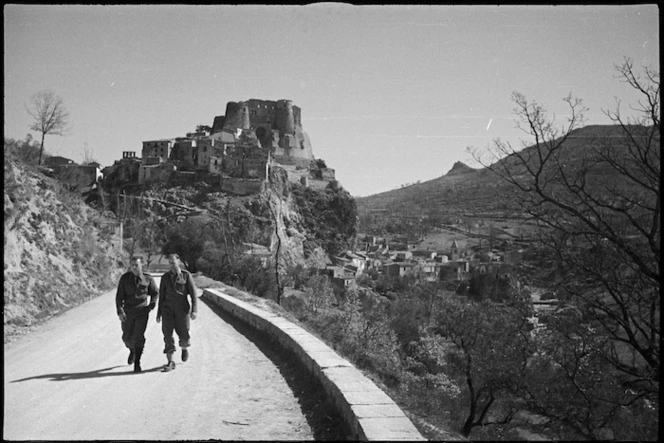 Ancient castle of Cerro seen from the road to the village, Italy - Photograph taken by George Kaye