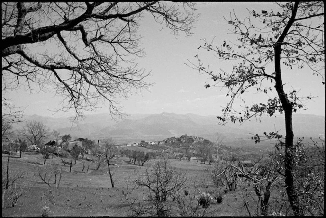 Looking towards an Italian village in the Volturno Valley, Italy - Photograph taken by George Kaye