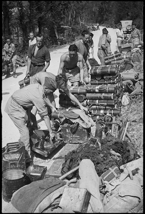 Mortar ammunition lies ready outside Cassino as Allied advance continues, Italy, World War II - Photograph taken by George Kaye