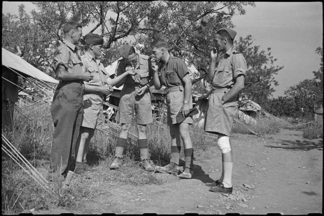 Group of New Zealanders at 1 NZ Convalescent Depot in San Spirito, Italy, World War II - Photograph taken by George Bull