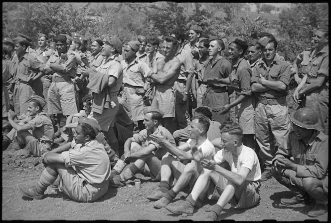 Spectators at 5 NZ Infantry Brigade Sports Meeting in Volturno Valley area, Italy, World War II - Photograph taken by George Kaye