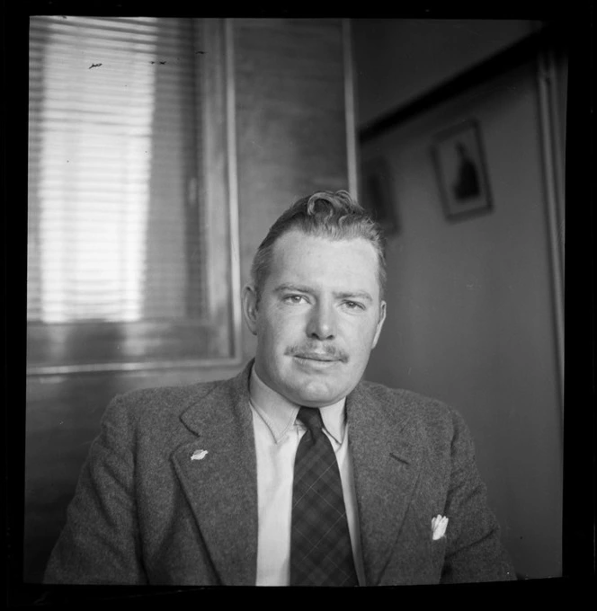 Portrait of L R Petterson, ex UK, Whites Aviation Office, Auckland