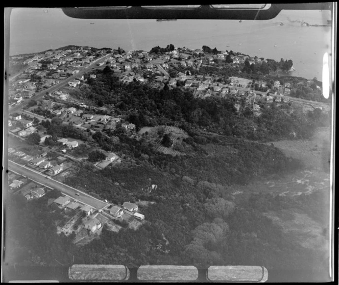 Birkenhead residential housing with Little Shoal Bay Reserve in left foreground, Northcote Point, Auckland City