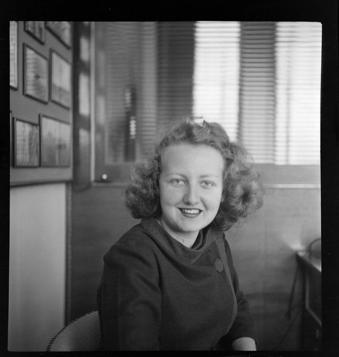 Portrait of Miss H Rodenique, Whites Aviation Office, Auckland City