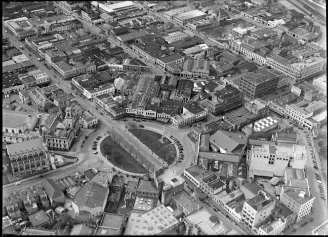 View of the Octagon with surrounding streets, Dunedin City, Otago