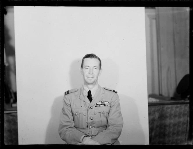 Portrait of Flight Lieutenant B Layne, Sunderland Flight, RNZAF (Royal New Zealand Air Force)