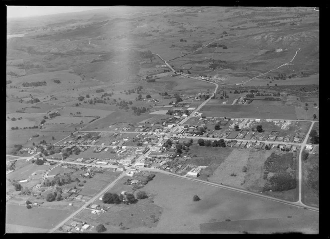 View of the settlement of Kaikohe, Northland region, surrounded by farmland