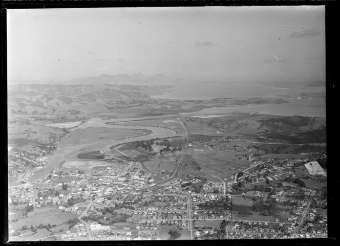 Aerial view of Whangarei, including the Hatea River and Whangarei Harbour, Northland region