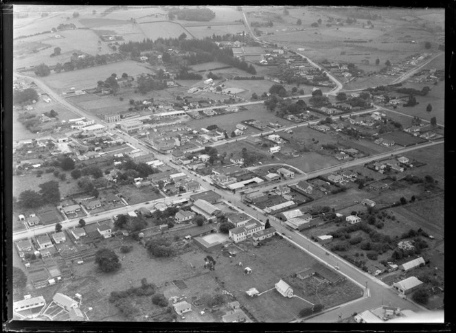 The Northland town of Kaikohe, looking north-west through town with the Kaikohe Hotel on Broadway Street (State Highway 12)