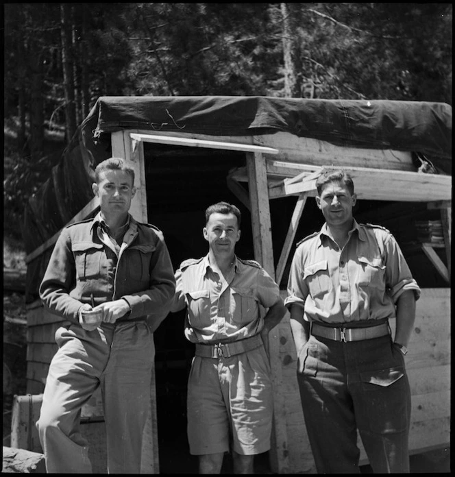 Officers of the New Zealand Forestry Unit in southern Italy, World War II - Photograph taken by M D Elias