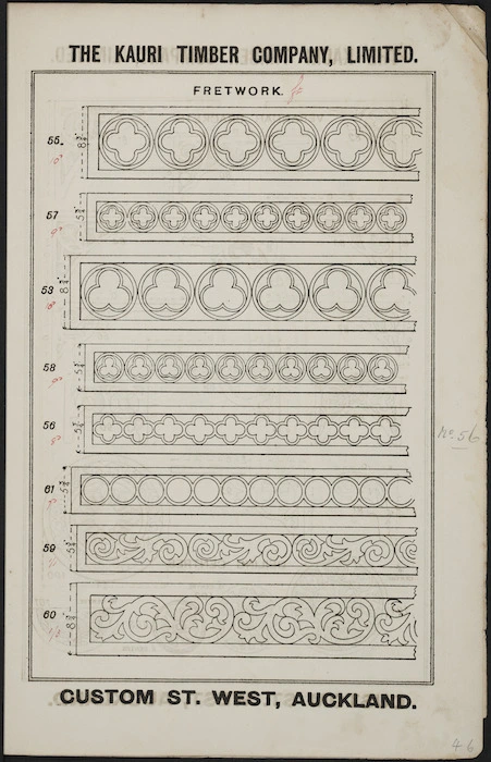 The Kauri Timber Company Ltd (Auckland Office) :Fretwork. [Catalogue page. ca 1906].