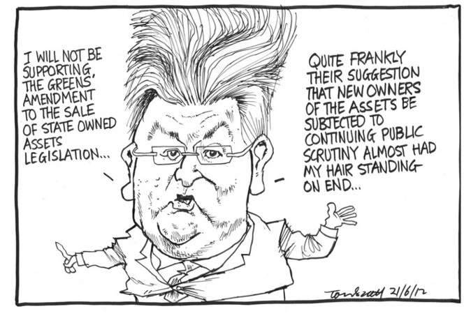 Scott, Thomas, 1947- :"I will not be supporting the Greens' amendment to the sale of state owned assets legislation..." 21 June 2012