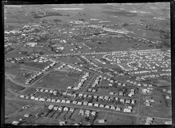 One Tree Hill Borough Council area and the suburb of Oranga with Paihia Road in foreground, looking to Penrose, Auckland City